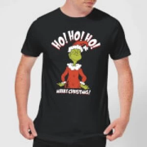 Image of The Grinch Ho Ho Ho Smile Mens Christmas T-Shirt - Black