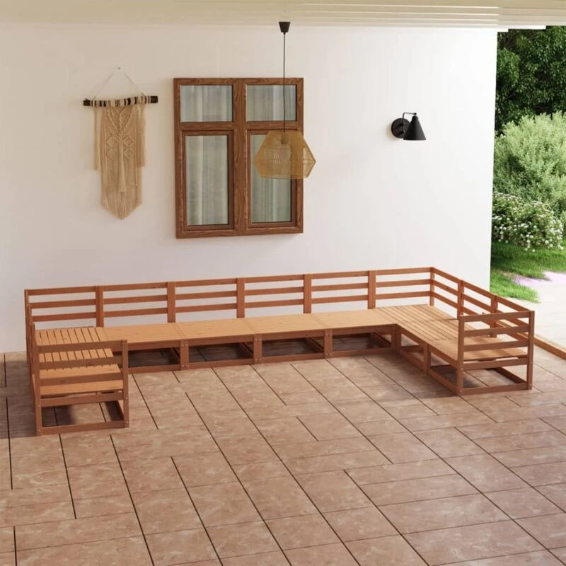 Image of VIDAXL 10 Piece Garden Lounge Set Solid Pinewood Vidaxl 8720286473757