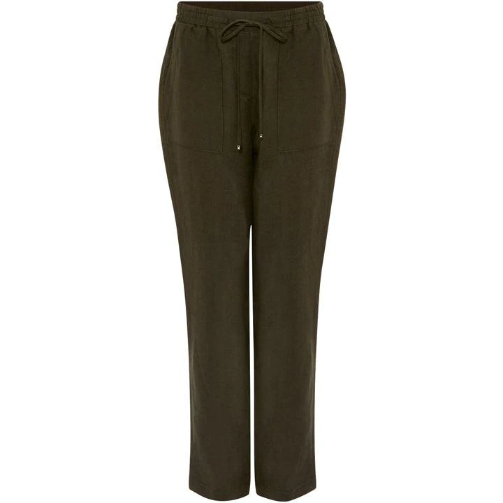 Image of Phase Eight Khaki Manda Linen Joggers - 8