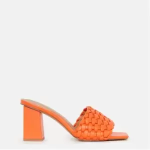 Image of Missguided Braided Strap Block Heel Mules - Orange