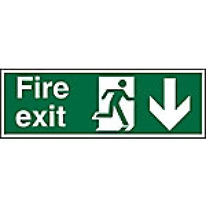 Image of Fire Exit Sign Down Arrow Acrylic 10 x 30 cm
