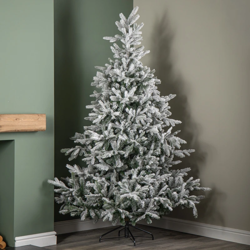 Image of 7ft (2.1m) Snowy Grandis Fir Artificial Christmas Tree with 2326 Tips & Metal Stand
