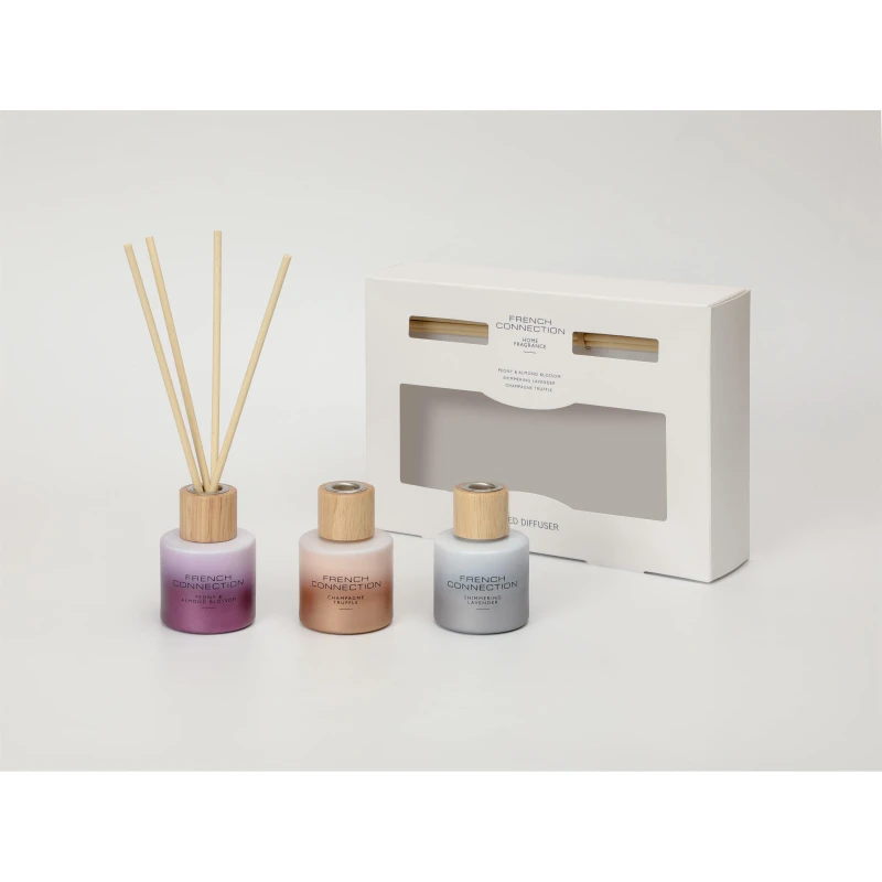 Image of French Connection French Connection Trio of Reed Diffuser Gift Set 3x50ML Ombre Design Size: 3 Pack Multi 3 Pack Unisex 5056791600757