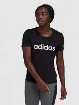 Image of adidas Design 2 Move Linear Low Tee, Black/White Size M Women