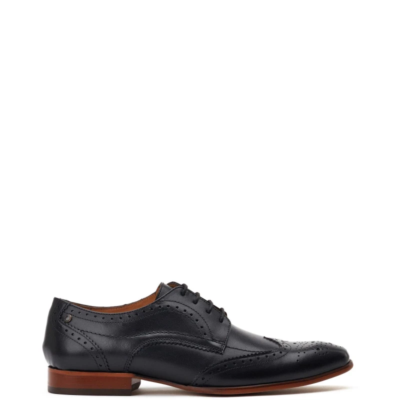 Image of Base London Mens Barbera Formal Casual Brogues Shoes - UK 8 Black male GDE2775BLK8