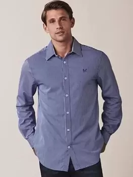 Image of Crew Clothing Crew Classic Micro Stripe Shirt - Light Blue Size M Men