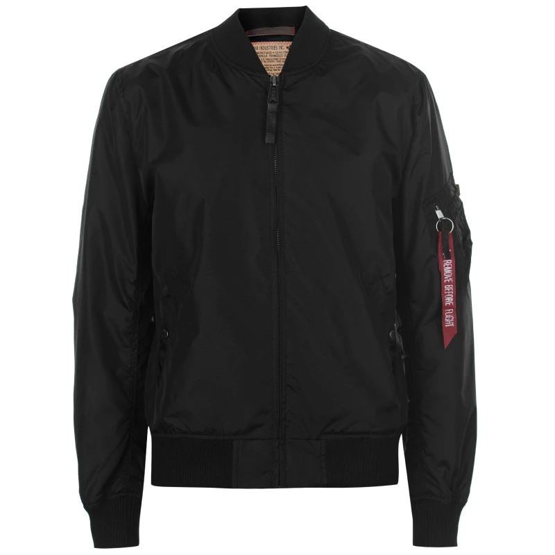 Image of Alpha Industries Mens Alpha Long Sleeve Bomber Jacket Black male M