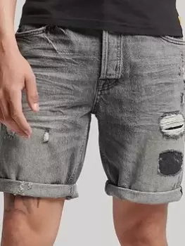 Image of Superdry Vintage Denim Shorts, Grey, Size 32, Men