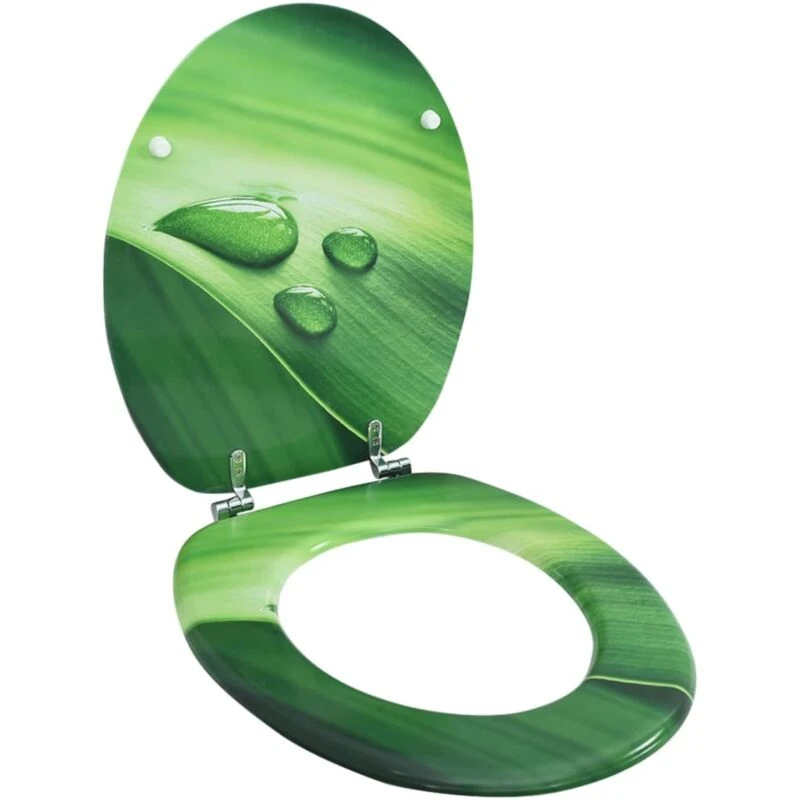 Image of VIDAXL WC Toilet Seat with Lid MDF Green Water Drop Design vidaXL 8720286028537
