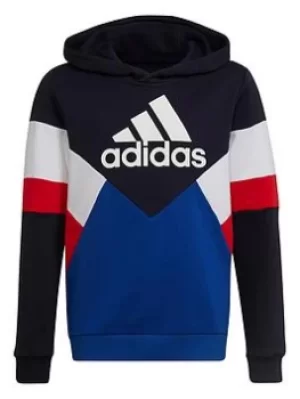 Image of Adidas Older Boys Colourblock Overhead Hood, Navy/Blue/Red, Size 13-14 Years