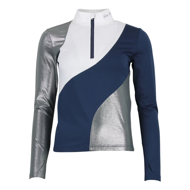 Image of Womens long sleeve zip-up base layer Peak Mountain Aramis Bleu Female M