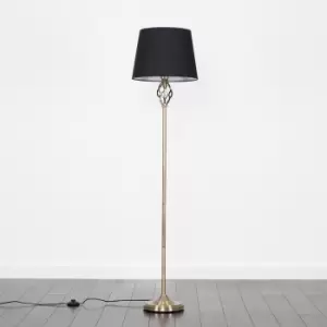 Image of Memphis Antique Brass Floor Lamp with Black Aspen Shade