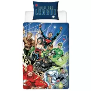 Image of Join Duvet Cover Set (Single) (Multicoloured) - Multicoloured - Justice League
