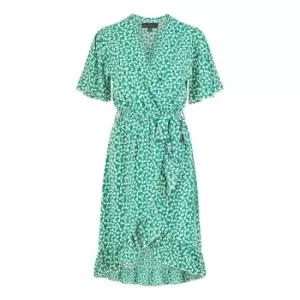 Image of Mela London Green Ditsy Floral Frill Wrap Dress - Green
