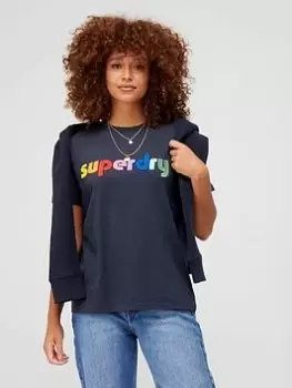 Image of Superdry Vintage Rainbow T-Shirt - Blue Size 10, Women