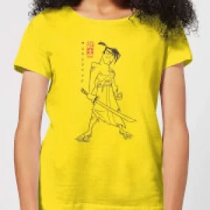 Image of Samurai Jack Vintage Kanji Womens T-Shirt - Yellow - XL