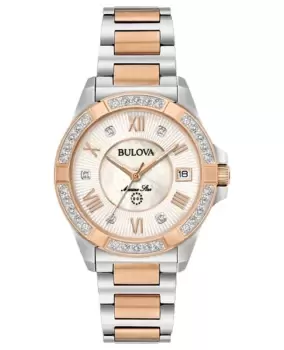 Image of Bulova Marine Star Diamond Mother of Pearl Dial Steel Womens Watch 98R234 98R234