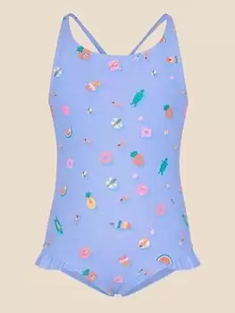 Image of Accessorize Girls Funshine Swimsuit - Blue Size Age: 3-4 Years, Women