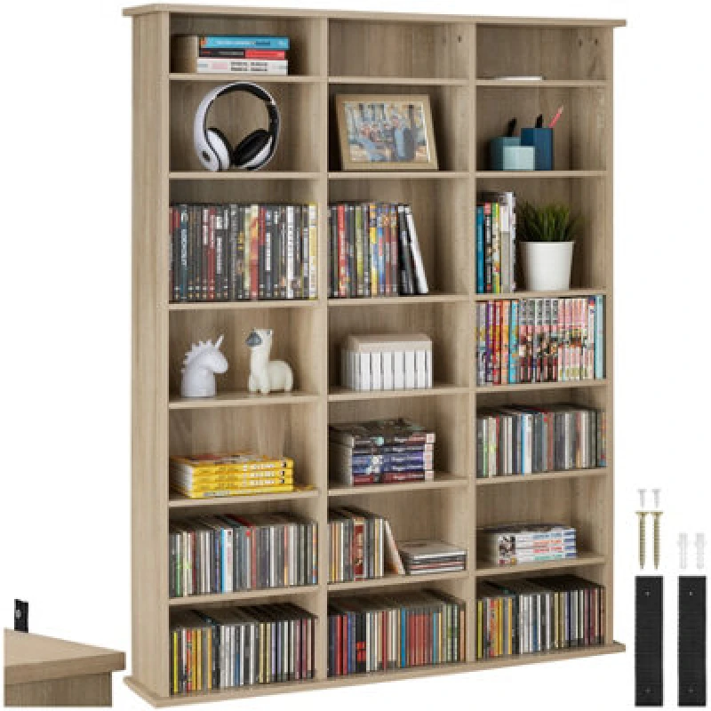 Image of Tectake Shelves Stevie - 21 Compartments, Height-Adjustable, Removable Shelves - Wood Light, Oak Sonoma
