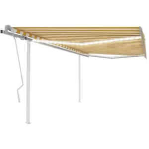 Image of Vidaxl - Manual Retractable Awning with LED 4.5x3.5 m Yellow and White Yellow