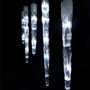 Image of Robert Dyas 24 Bright White Multi-Action LED Icicle Chaser Indoor And Outdoor Lights - Mains Powered With Remote Control