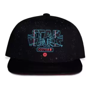 Image of Star Wars Villains Logo With Galaxy Background Snapback Baseball Cap, Black/Red (Sb511454Stw)