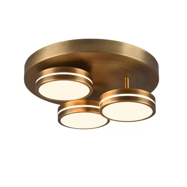 Image of Franklin Modern 3 Light 8.5W LED Semi Flush Light Old brass 3000K