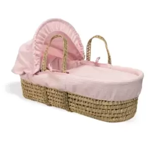 Image of Clair de Lune Waffle Palm Moses Basket - Pink