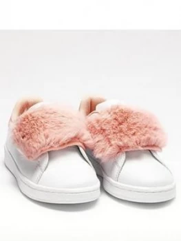 Image of Lelli Kelly Marina Fluffy Strap Plimsolls - White/Pink
