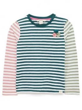 Image of White Stuff Girls Molly Mixed Stripe Jersey T-Shirt - Teal