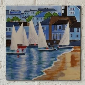 Image of Tile 8x8 Sailboats By J. Yates Wall Art