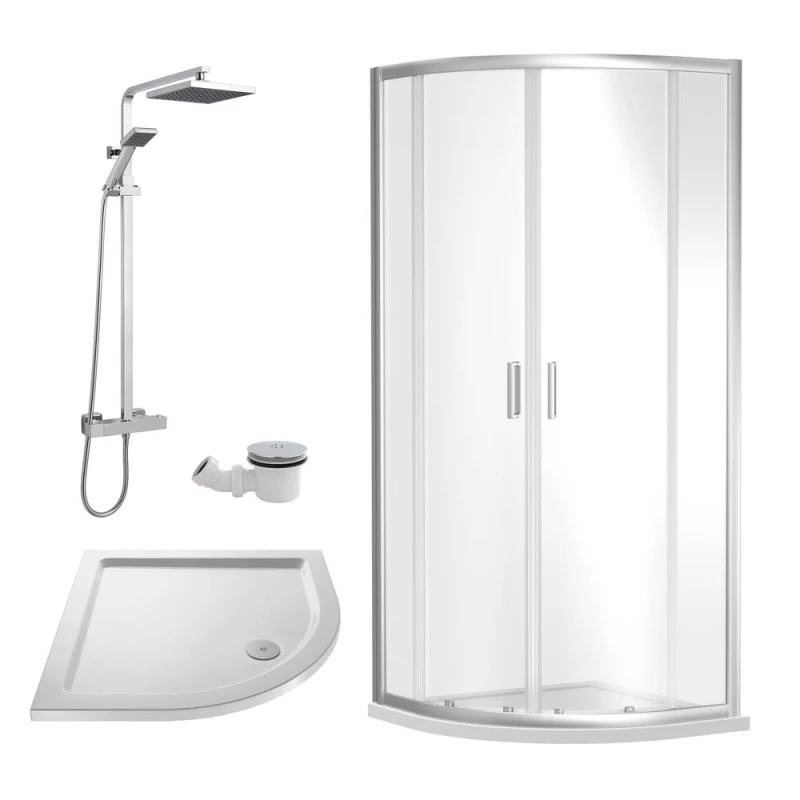 Image of Balterley Quadrant Enclosure Tray Square Shower Waste White Chrome 900mm Silver unisex