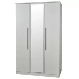 Image of Sherwood Contemporary Pre-Assembled With 1 Mirror Door Grey Matt 3 Door Triple Wardrobe (H)1825mm (W)1110mm (D)530mm