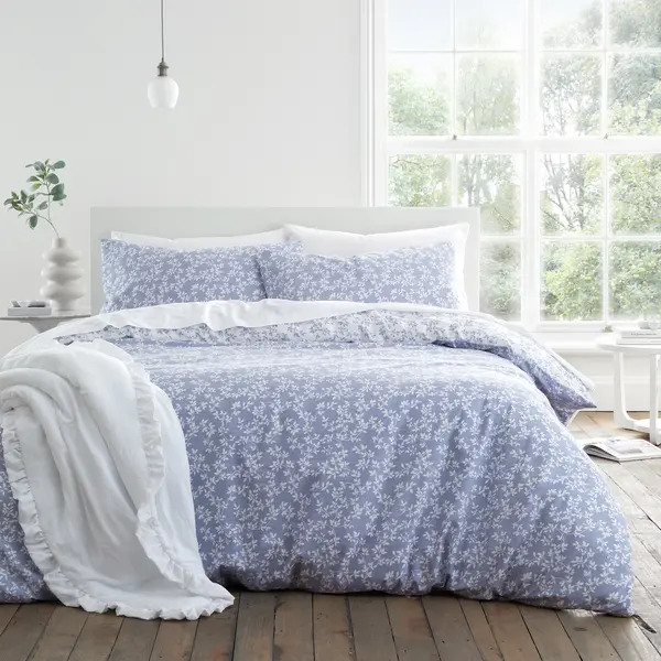 Image of Bianca Bianca Shadow Leaves Duvet Set Blue SINGLE PO51601