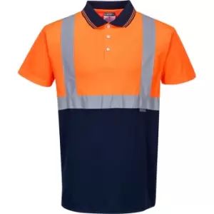 Image of Portwest Mens Two Tone Class 1 Hi Vis Polo Shirt Orange / Navy 4XL