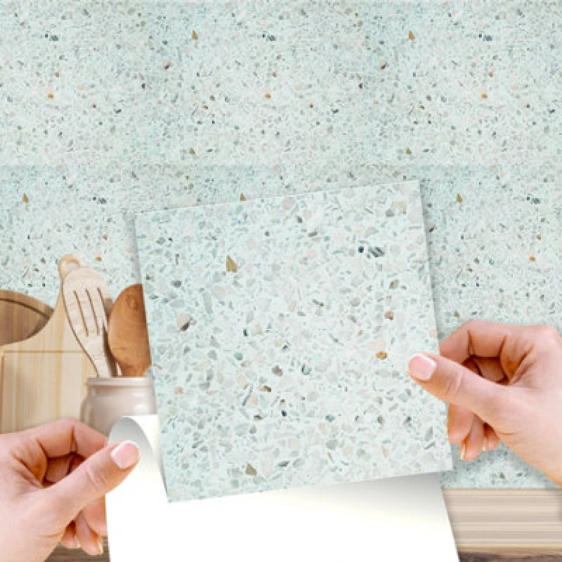 Image of Walplus Marble Terrazzo Metallic Silver Wall Tile Sticker Set - 15Cm (6Inch) - 24Pcs One Pack One Colour WSHZB Unisex