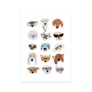 Image of East End Prints Dogs in Glasses Print MultiColoured