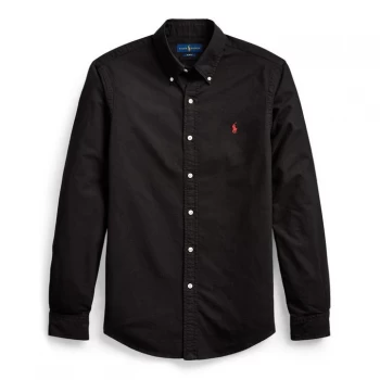 Image of Polo Ralph Lauren Slim Fit Garment Dyed Oxford Shirt - Black/Red PP