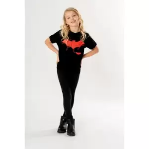 Image of Batman Kids Black Red Batsign Unisex T-Shirt Medium