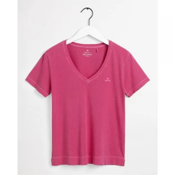 Image of Gant Short Sleeve V Neck T Shirt - 673 CABARET PNK