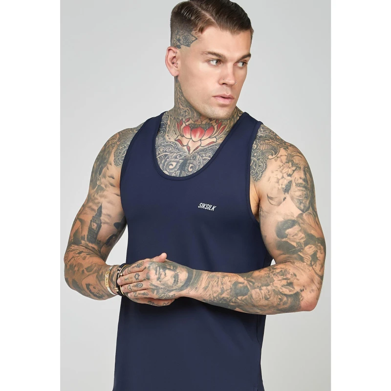 Image of SikSilk Muscle Fit Sleeveless Vest Mens - Blue Blue XS