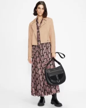 Image of Cropped Leather Biker Jacket