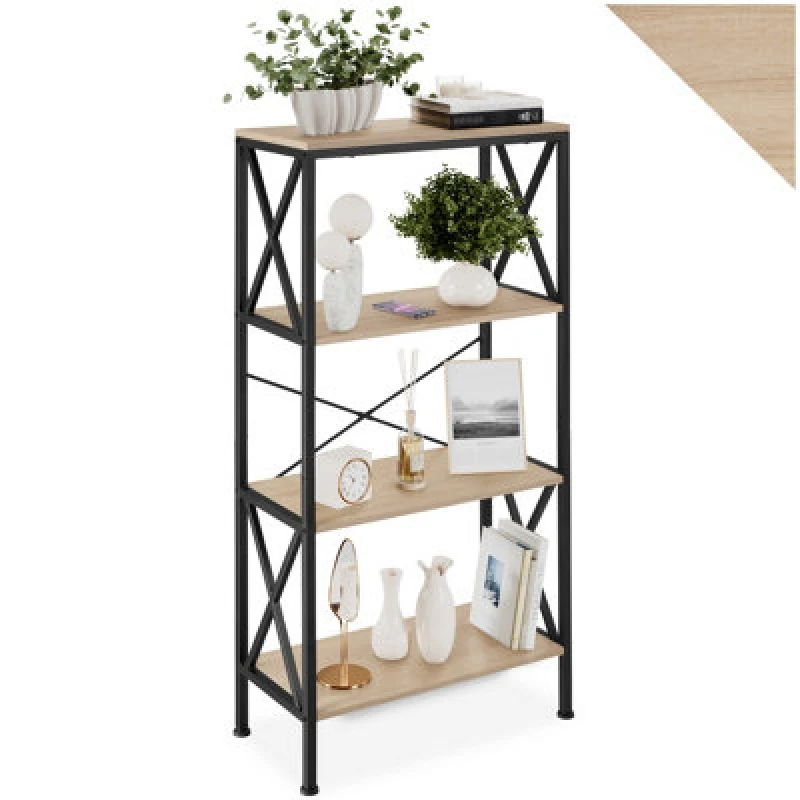 Image of Tectake Standing Shelf Barry - With 4 Tiers - Industrial Wood Light, Oak Sonoma