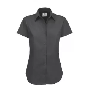 Image of B&C Womens/Ladies Sharp Twill Short Sleeve Shirt (XS) (Dark Grey)