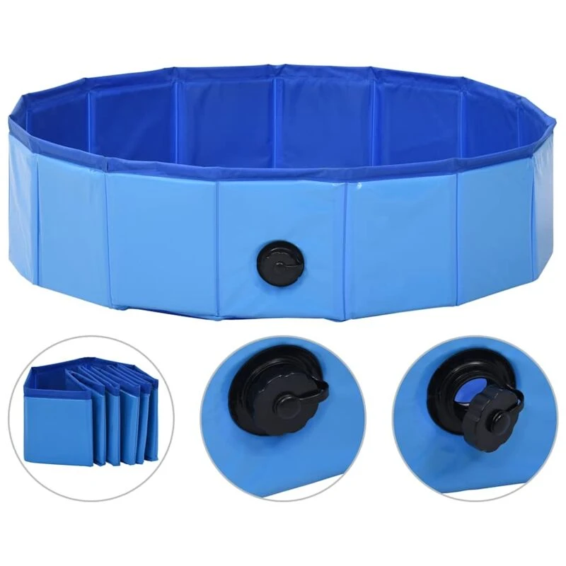 Image of vidaXL Foldable Dog Swimming Pool Blue 80x20cm PVC Anti Slip Pet Water Centre