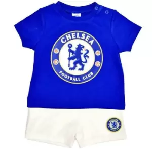 Image of Chelsea FC Baby Shorts And Tee Sleep Set (6-9 Months) (Blue)