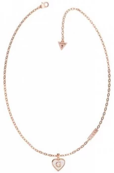 Image of Guess G Shine Rose PVD Necklace Heart UBN79036 Jewellery