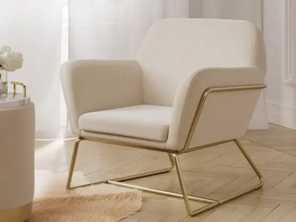 Image of LPD Charles Cream Velvet Fabric Armchair