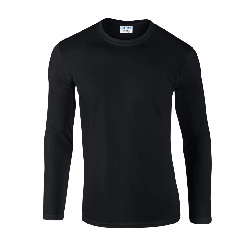 Image of Gildan Mens Softstyle Plain Long-Sleeved T-Shirt in Black Size: Small Black Male S