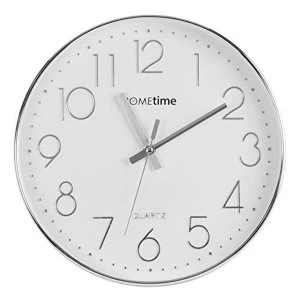 Image of Hometime Round Plastic Wall Clock Chrome Finish - 30cm